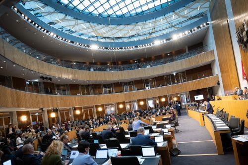Chamber of the Austrian National Council during a parliamentary session on the whistleblower law.